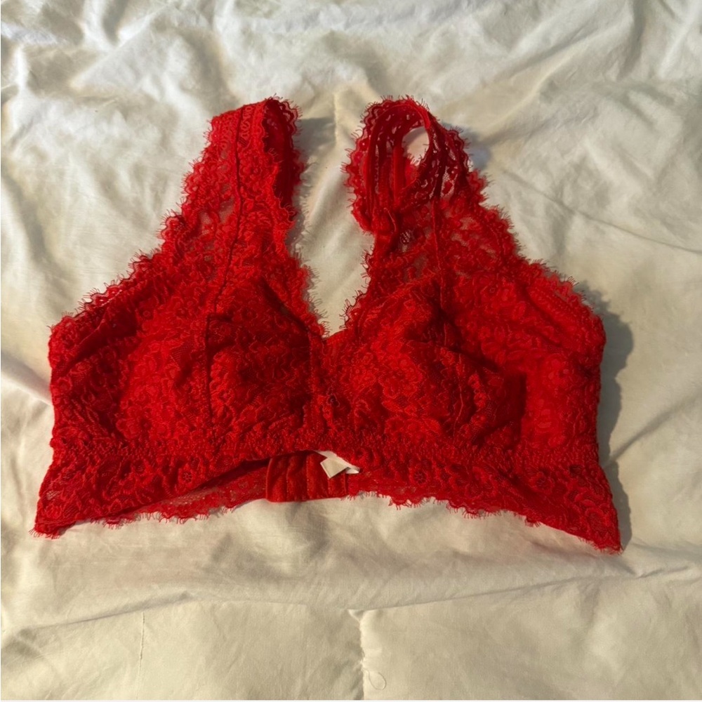 Red lace bralette from aerie
